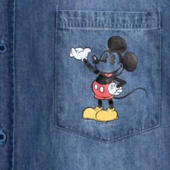 Mickey Mouse And Pluto Woven Chambray Shirt For Adults -Magical Ears Collectibles Shop 2403052050009M 4